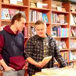 Garrett Jones, left, and John Blomgren plan community events at Port Townsends Imprint Bookshop, which they have just purchased. (Diane Urbani de la Paz/for Peninsula Daily News)