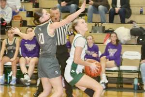 Port Angeles Teanna Clark goes up for a basket against North Kitsap in Port Angeles on Tuesday. Clark had a solid game with 14 points, five assists and four steals in a 53-28 Roughriders victory. (Dave Logan/for Peninsula Daily News)