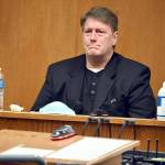 Dennis Bauer gets emotional while testifying at his triple murder trial in January 2022. His conviction was overturned by the state Court of Appeals and remanded back to Clallam County. (Paul Gottlieb/Peninsula Daily News)