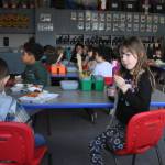 Kindergartener Zoey Griffin eats lunch with classmates in Amy Skogsbergs class. For most of Greywolf Elementarys history, students have eaten in their classrooms as the school was built without a dedicated cafeteria. A bond proposal includes building a cafeteria at the school, improving its parking lot and bus loop, and updating its air handler and heating units. (Matthew Nash/Olympic Peninsula News Group)
