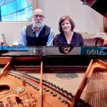Michael Carroll, pianist and co-artistic director, and Lisa Lanza, pianist and a founding member of the Port Townsend Symphony Orchestra Chamber Music Series, take a break from practice. (Port Townsend Symphony Orchestra)