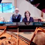 Michael Carroll, pianist and co-artistic director, and Lisa Lanza, pianist and a founding member of the Port Townsend Symphony Orchestra Chamber Music Series, take a break from practice. (Port Townsend Symphony Orchestra)