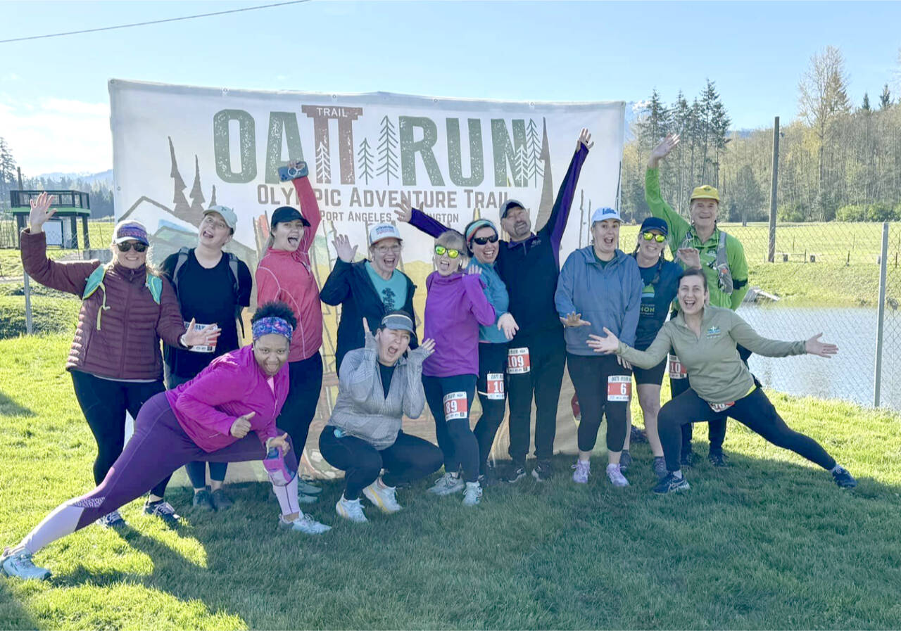 The Rain Bear Running group at the 2024 OAT Run on the Olympic Peninsula. (Matt Sagen, Cascadia Films)