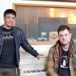 Studio manager Simon Lynge, left, with chief engineer Conor Sisk in Rainshadow Recording on Friday. (Elijah Sussman/Peninsula Daily News)