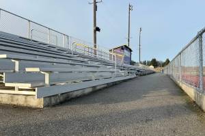 A part of the Sequim School Districts proposed bond includes improvements to its stadium bleachers so they comply with the Americans with Disabilities Act. Other improvements could include new or renovated bleachers, a resized track and an improved field. (Matthew Nash/Olympic Peninsula News Group)