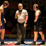 East Jeffersons Mason Iverson, right, wrestles against Zachary McNight of Life Christian, No. 8 in the Class 1A rankings during a Jan. 29 match. Iverson earned a first-round pin in the match and recently became the first Quilcene student to qualify for the state wrestling tournament.