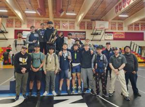 The Forks boys wrestling team won its fifth straight District 4 championship this weekend. (Forks wrestling)