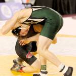 Port Angeles John Grubbs wrestles at 132 pounds against Ty backstrom of Cedarcrest at the Tacoma Dome this weekend. (Roger Harnack/Free Press Publishing)