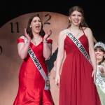 Glenna Cary cheers Lily Tjemsland, who comes forward upon hearing she will be the 2025 queen at the Sequim Irrigation Festivals scholarship pageant. (Emily Matthiessen/Olympic Peninsula News Group)