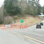 A portion of U.S. Highway 101 closed Monday for the next 80 days as crews work on culvert improvements. Heading east on Highway 101 just past Fairmount, traffic is diverted onto the Tumwater Truck Route to go through Port Angeles and connect back with Highway 101. (Dave Logan/for Peninsula Daily News)