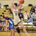 Port Angeles Lindsay Smith, here playing against Bremerton, is leading the Roughriders in scoring this season. Smith and her teammates begin play at the Yakima Valley SunDome on Wednesday. (Keith Thorpe/Peninsula Daily News)