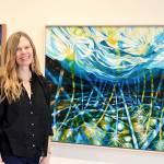 Jodi Ericksen is the core teaching artist for Aging Creatively, Northwind Arts program for people with memory loss, along with their caregivers. Ericksen is pictured at Northwinds Jeanette Best Gallery in Port Townsend. (Diane Urbani/Northwind Art)
