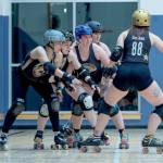 Members of the Port Scandalous Roller Derby squad practice in Sequim during the winter to get ready for the season. (Emily Matthiessen/Olympic Peninsula News Group)
