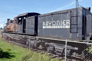 KEITH THORPE/PENINSULA DAILY NEWS
The Rayonier #4 logging locomotive on display at Chase Street and Lauridsen Boulevard in Port Angeles, is the focus of a fundraising drive to restore the engine and further develop the site.