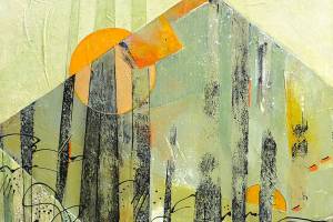 Jeannine Chappells abstract piece, News of the Universe, will be on display at Blue Whole Gallery throughout April.