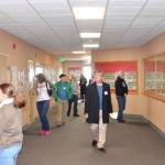 Members of the public take a guided tour at Port Townsend High School on Wednesday. (Elijah Sussman/Peninsula Daily News)