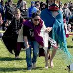 Quileute Tribe and the Quileute Tribal School students dance during the Welcoming the Whales ceremony at First Beach in La Push. (Christi Baron/Olympic Peninsula News Group)
