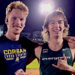 Port Angeles Jack Gladfelter, left, and Max Baeder, competed this weekend at the John Knight Invitational in Monmouth Oregon. Gladfelter now runs for Corban University in Salem, Ore., and Baeder runs for The Evergreen State College. (Joe Gladfelter)