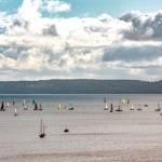 Some of the 90 sailboats in the annual 2025 Race to the Strait, from Shilshole to Port Townsend, depart Sunday on the homeward leg of the two-day race. The racers come to Port Townsend to spend the night before leaving on a downwind run home. (Steve Mullensky/for Peninsula Daily News)