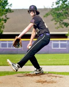 KEITH THORPE/PENINSULA DAILY NEWS Quilcene pitcher Eli Allen throws in the first inning against Wahkiakum during Wednesdays playoff game in Sequim.