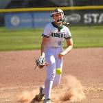 Port Angeles' Heidi Leitz pitched a perfect game with 19 strikeouts in the state tournament semifinals victory over Mark Morris. The Roughriders finished second at state, falling to Aberdeen 2-1 in the finals. (Dan Rosenfield/Longview Daily News)