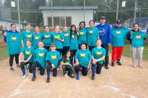 Olympic Labor Council claimed the North Olympic Baseball and Softball 12U Majors Softball championship recently at Jim Lunt Field at Lincoln Park. 
Majors Softball 12U - OLC (teal shirts) 
Back row from left, assistant Coach Britney Rowland, Kylin Weitz, Ayla Balch, Chloe Holloway, Teyah Elofson-Cross, Eleanor Mahaney, Kamia Jennings, Ohlyvia Tomasko, Skylar Wheeler, head coach Jason Wheeler, assistant Coach Brad Holloway, assistant Coach Julie Charles-Elofson. Front row, Bailey Dahl, Adilyn Hylton, Chloe Anderson, Raveya Tomasko, Oliva Lampman and Lauren Almond.