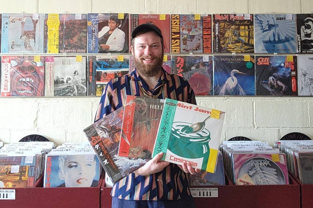Known for specializing in Japanese vinyl pressings, Vinny Robbins, Bremerton store owner of Beats N Cats Records, will return to the Sequim Record Show on Saturday as one of 25-plus vendors. He said Sequim seems to like heavy metal, hip-hop and jazz albums. (Vinny Robbins)