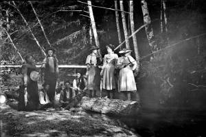 A camping scene, circa 1895, with the McClinton brothers as the photographers. (North Olympic History Center)