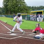 Pierre LaBossiere(2)/Peninsula Daily News
Wilder Seniors Ezra Townsend bats against the Colts WBS Red team at Volunteer Field on Wednesday. In his previous at-bat Townsend hit a home run to right field.