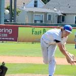 Port Angeles Lefties starter Brad Johnson delivers a pitch to the plate Sunday at Civic Field. Johnson went four innings and allowed just one hit in the Lefties' fifth-straight victory. (Dave Logan/for Peninsula Daily News)