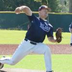 Wilder Seniors Josiah Gooding fires to home plate in 2-1 victory over the WBS Colts Black traveling team. Gooding went two innings and struck out two as Wilder Senior improved to 18-5. (Dave Logan/for Peninsula Daily News)