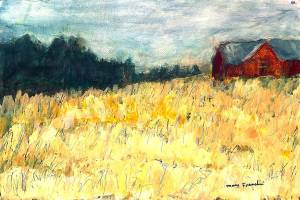 Mary Franchinis Old Red Barn will be on exhibit at Blue Whole Gallery throughout July.