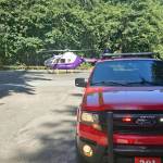 U.S. Highway 101 was closed for about 45 minutes on Wednesday as Airlift Northwest landed on the road and transported a woman to Harborview Medical Center in Seattle. (Clallam 2 Fire-Rescue)