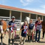 Photo by Karen Griffiths
Cutline: Members from Maplewood, Woodbrook Hunt and Ranahan U.S. Pony Clubs with their Trail Rally awards are Alice Winslow (with Chloe), left, Emily Winslow, Luke George (with Sugar), Danica Pacileo and Trinity Reuter (with Monty).