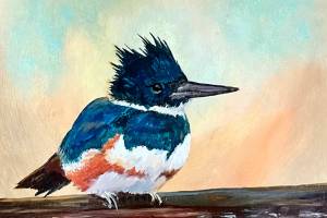 Shelley Browns Kingfisher will be on exhibit at the Port Ludlow Art League throughout August.