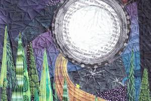 Terri Wolfs art quilt, Moon over Mountains, will be part of the Fiber on the Strait exhibit in the Laura Cooksey Gallery at Field Arts & Events Hall.