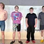 Port Angeles Swim Club Port Angeles Swim Clubs record are hanging on the walls of the Shore Aquatic Center again thanks to new record boards donated by Riddell Auto and First Federal Community Bank. The clubs most recent record holders stand in front of the new boards from left: Miles Van Denburg, Thomas Jones, JB Vanderheiden and Almaz Faskhutdinov.