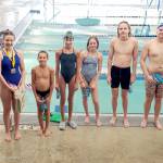 Members of the Port Angeles Swim Club competed in the Pacific Northwest Swimming Long Course Championships in Federal Way earlier this month. From left are Abby Zajkowski, Kai Hapoff, Kenzie Hapoff, Annechie Ridle, Adam Kaminski and Thomas Jones. (Port Angeles Swim Club)