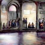 The Wait by A. Milligan is part of the Chiaroscuro exhibit in the main gallery at the A. Milligan Art Studio & Gallery.