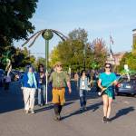 The Bull Kelp Brigade, a community group promoting awareness of ecology of the Salish Sea, marches on Washington Street during the Port Townsend Film Festivals Filmmakers Parade on Friday. (Steve Mullensky/for Peninsula Daily News)