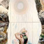 Sally Jablonskys Waterfall Drama is a large-scale painting in the Sallys World solo exhibition, which will open this week at Northwind Arts Jeanette Best Gallery. (Sally Jablonsky)