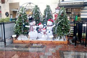 A snowman family with decorated trees is among the set pieces from Westlake Park in Seattle that will be part of the Opening Ceremonies for the Olympic Medical Center Foundations Festival of Trees over Thanksgiving weekend. Tickets go on sale Monday.