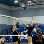 East Jefferson's Carina Shiflett prepares to hit the ball against Klahowya on Friday in Chimacum. (Carrie Beebe)
