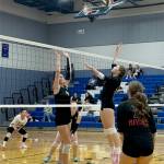 East Jeffersons Carina Shiflett prepares to hit the ball against Klahowya on Friday in Chimacum. (Carrie Beebe)