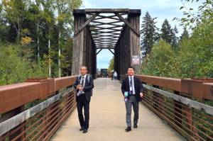 Part of the Sequim sights delegates from Shiso City, Japan, experienced included a tour of the Dungeness River, the Railroad Bridge and the Dungeness River Nature Center. (Rachel Anderson)