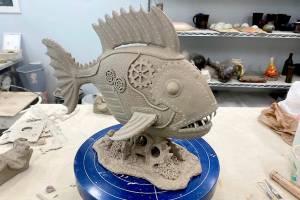 Fangs of the Deep, a ceramic piece by Mike Middlestead, will be part of the Nature vs. Machine exhibit at Blue Whole Gallery during Fridays Art Walk in Sequim.