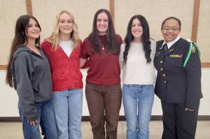 Candidates for the 2026 Clallam County Fair royalty are, from left, Tish Hamilton, Keira Headrick, Julianna Getzin, Makenzie Taylor and Jasmine Green. Molly Beeman is not pictured.