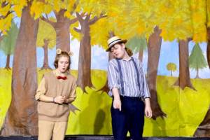 Willow Parvati, left, as Pooh, and Eric Gulin, as Christopher Robin, during a rehearsal for Winnie the Pooh.