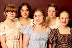 From left to right are Bennet sisters Rayna Louree, Ahrya Klinger, Emma Gilliam, Bee Mao and Trinity Devlin.