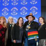Staff and Tribal Council members join W. Ron Allen, Jamestown SKlallam Tribe chairman and CEO, at a ceremony inducting him into the National Native American Hall of Fame, which took place in Oklahoma City on Nov. 1. Pictured, from left, are Self-Governance Legislative Associate Jennifer McLaughlin, Tribal Council members Dana Ward and Rochelle Blankenship, Allen and Loni Greninger, tribal vice chair and culture director. (Mike Dashiell/Jamestown SKlallam Tribe)